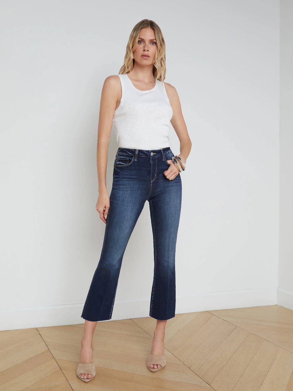 L'Agence Kendra High-Rise Cropped Flare Jeans Size 27 💎
